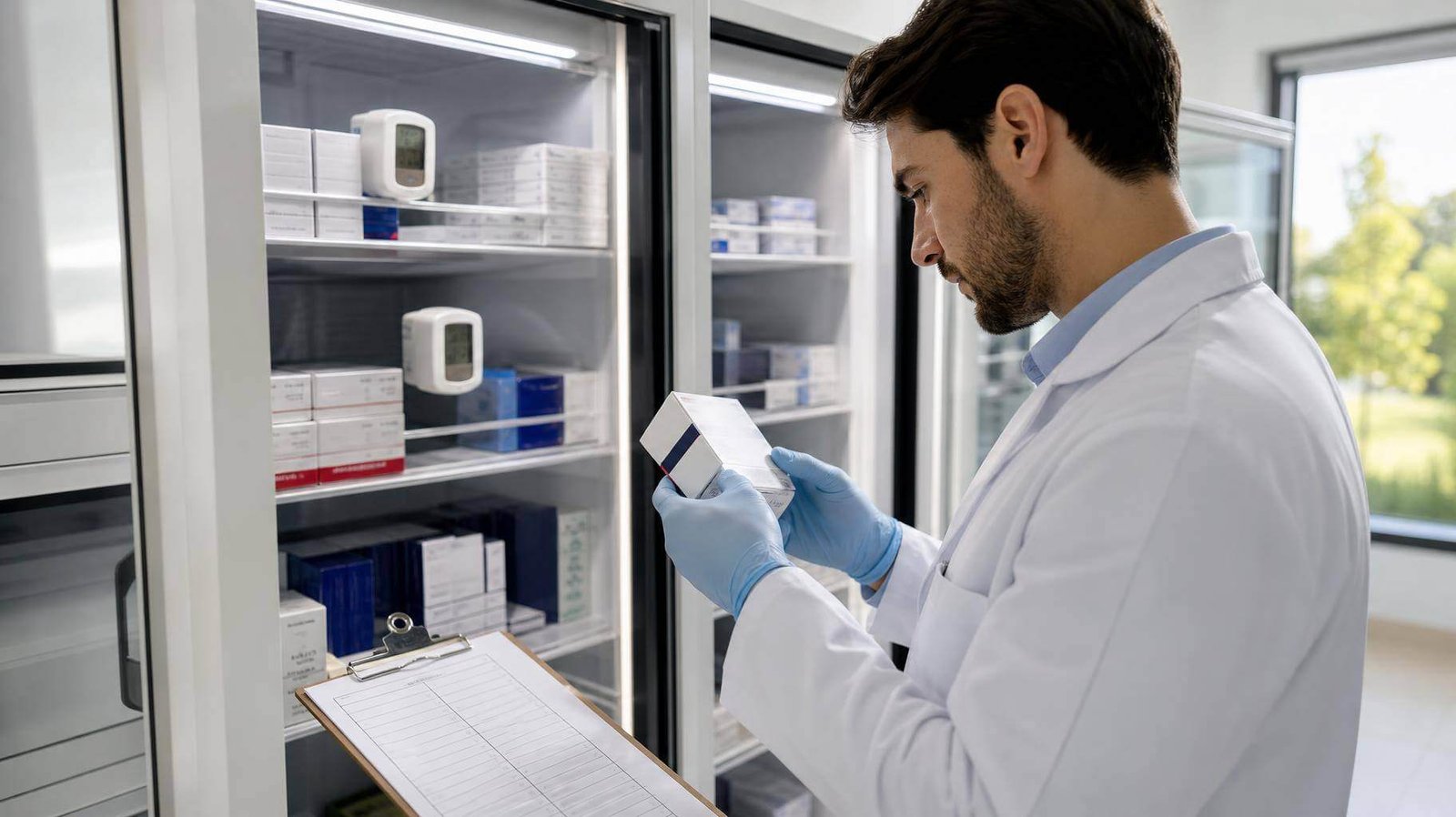 Farmacêutico segurando